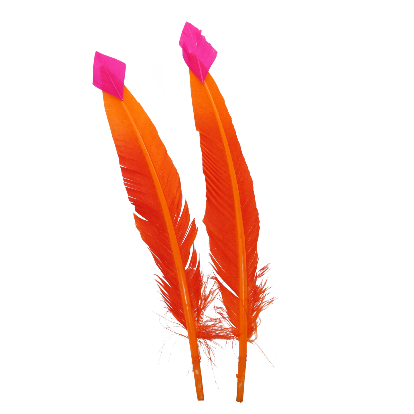 10-12” Turkey Quills Arrow Cut Orange with Hot Pink Diamond Shape NAG Piece
