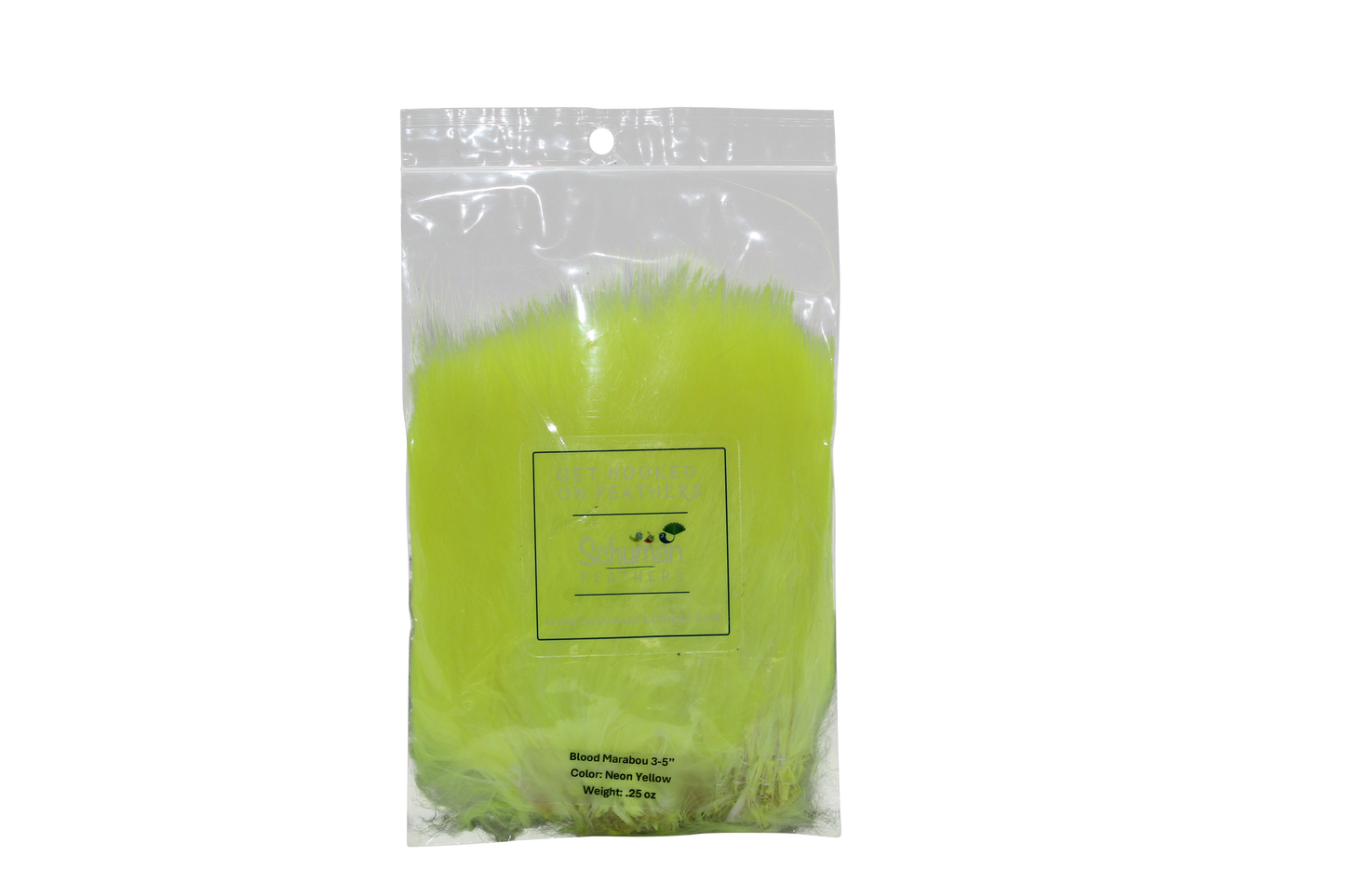 3-5" Turkey Marabou Blood Neon Yellow Feather Pack