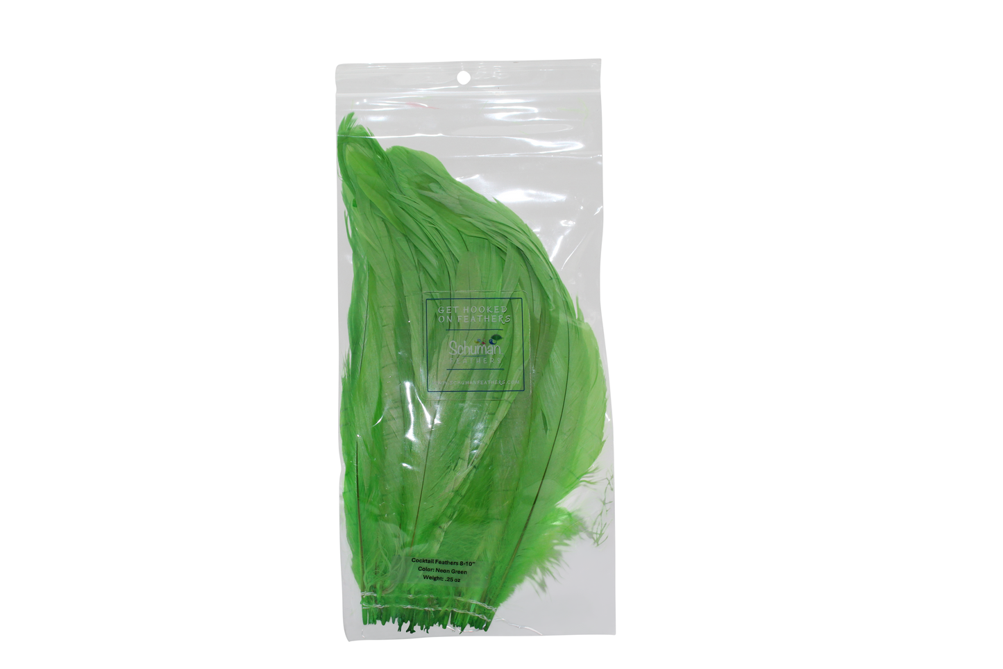 8-10" Coque Tail Feathers Neon Green Bleached & Dyed