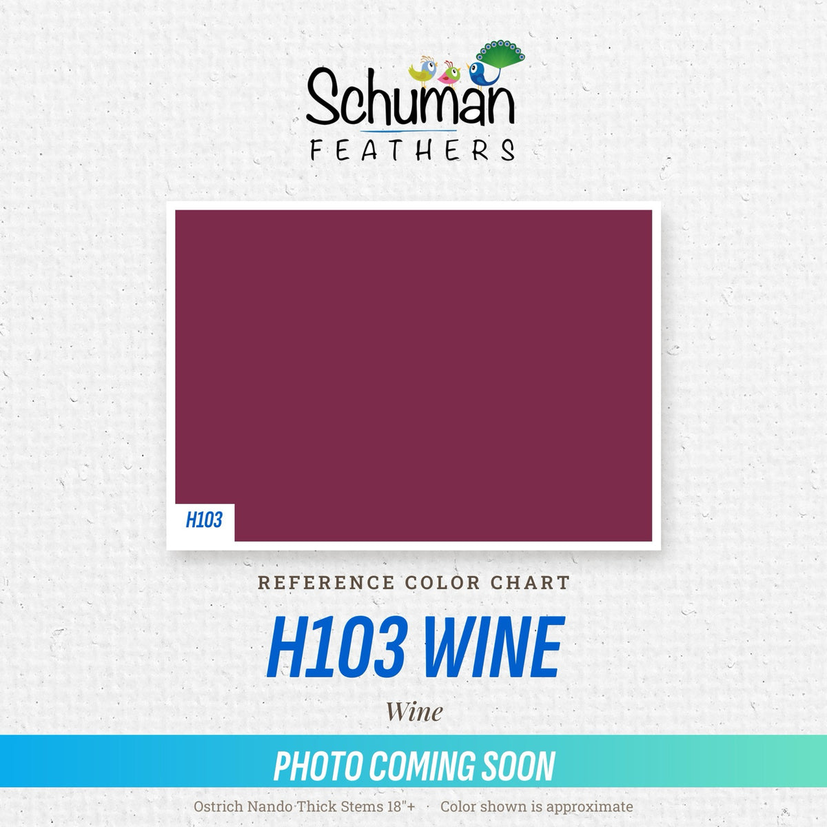 Ostrich Nando Thick Stems 18"+ H103 Wine - reference color chart, photo coming soon