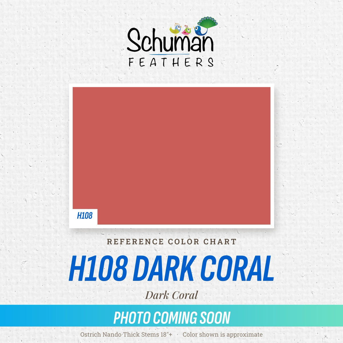 Ostrich Nando Thick Stems 18"+ H108 Dark Coral - reference color chart, photo coming soon