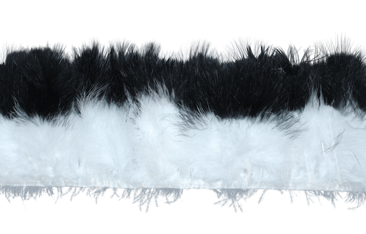 5-7" Marabou Puff Yards 2 Tone White with Black Tip