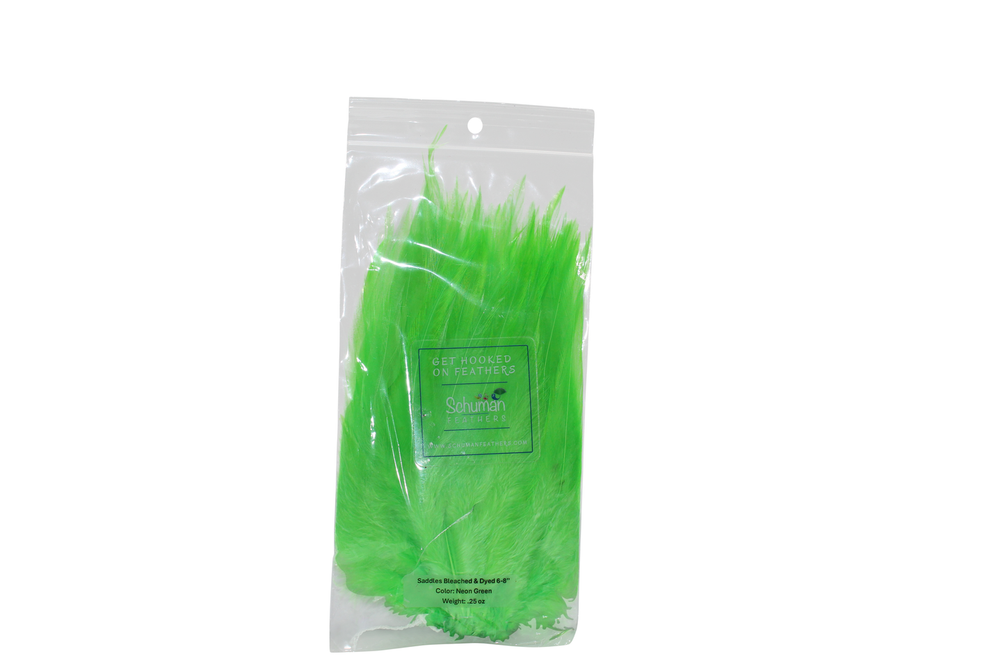 6-7" Rooster Saddles Bleached & Dyed Neon Green