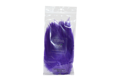 6-7" Rooster Saddles Bleached & Dyed H76 Purple
