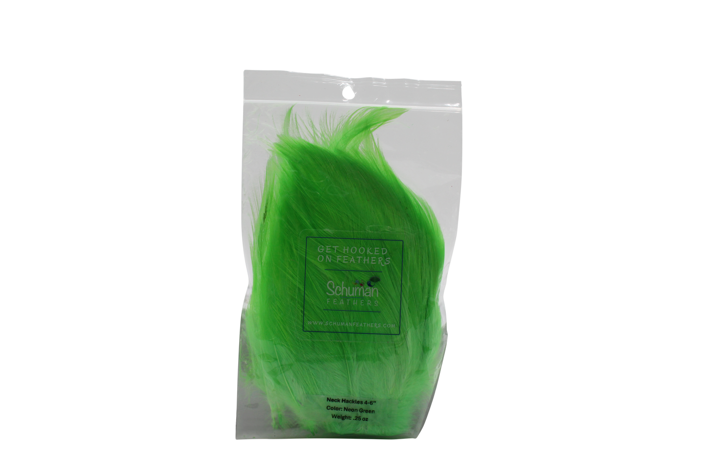 4-6" Neck Hackles Bleached & Dyed Neon Green