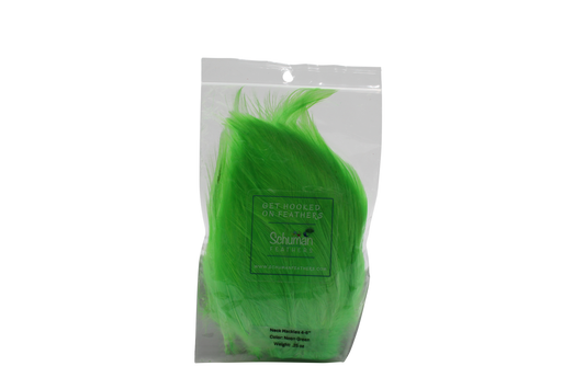 4-6" Neck Hackles Bleached & Dyed Neon Green