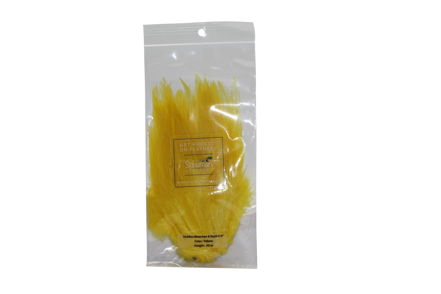 6-7" Rooster Saddles Bleached & Dyed H36 Yellow