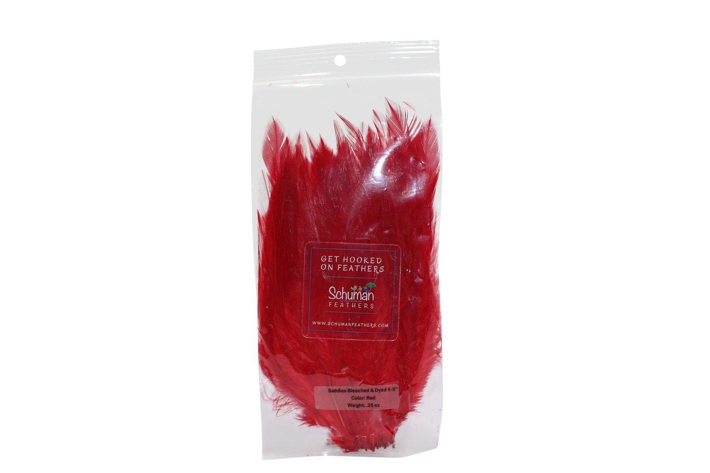 6-7" Rooster Saddles Bleached & Dyed H72 Red