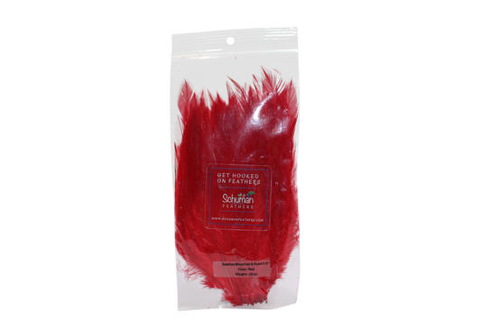 6-7" Rooster Saddles Bleached & Dyed H72 Red