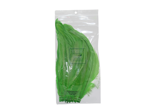 8-10" Coque Tail Feathers Neon Green Bleached & Dyed