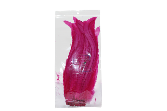 8-10" Coque Tail Feathers H70 Fuchsia Bleached & Dyed