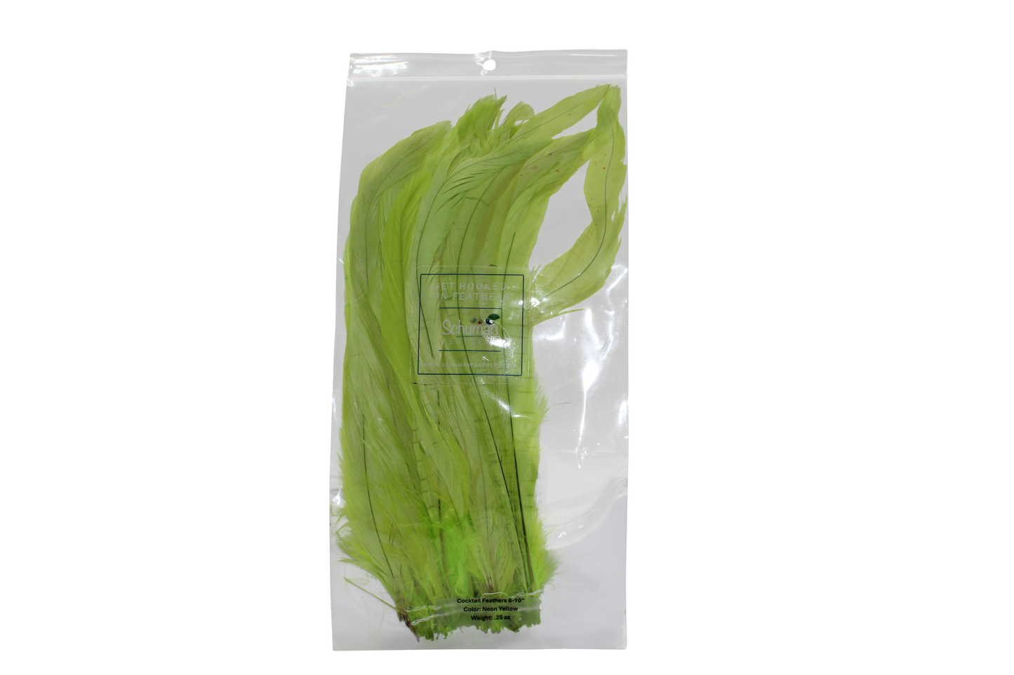 8-10" Coque Tail Feathers Neon Yellow Bleached & Dyed