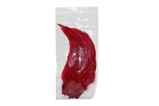 8-10" Coque Tail Feathers Red H72 Bleached & Dyed