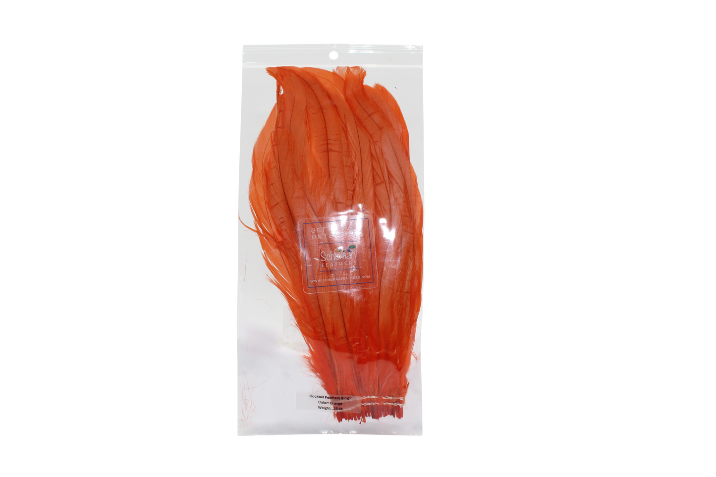 8-10" Coque Tail Feathers Orange H62 Bleached & Dyed