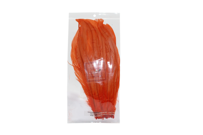8-10" Coque Tail Feathers Orange H62 Bleached & Dyed