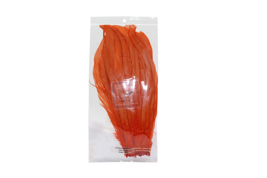 8-10" Coque Tail Feathers Orange H62 Bleached & Dyed