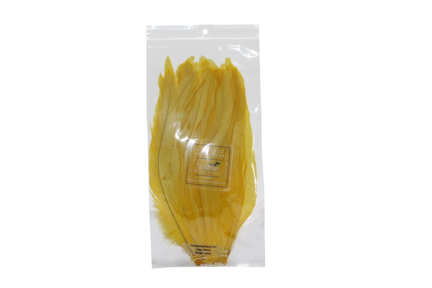 8-10" Coque Tail Feathers Yellow H36 Bleached & Dyed
