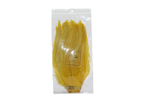 8-10" Coque Tail Feathers Yellow H36 Bleached & Dyed