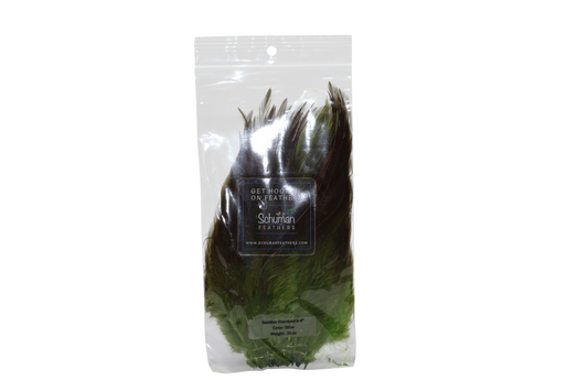 6-7" Rooster Saddles Overdyed Olive H1