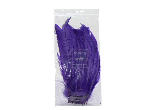 8-10" Coque Tail Feathers Purple H76 Bleached & Dyed