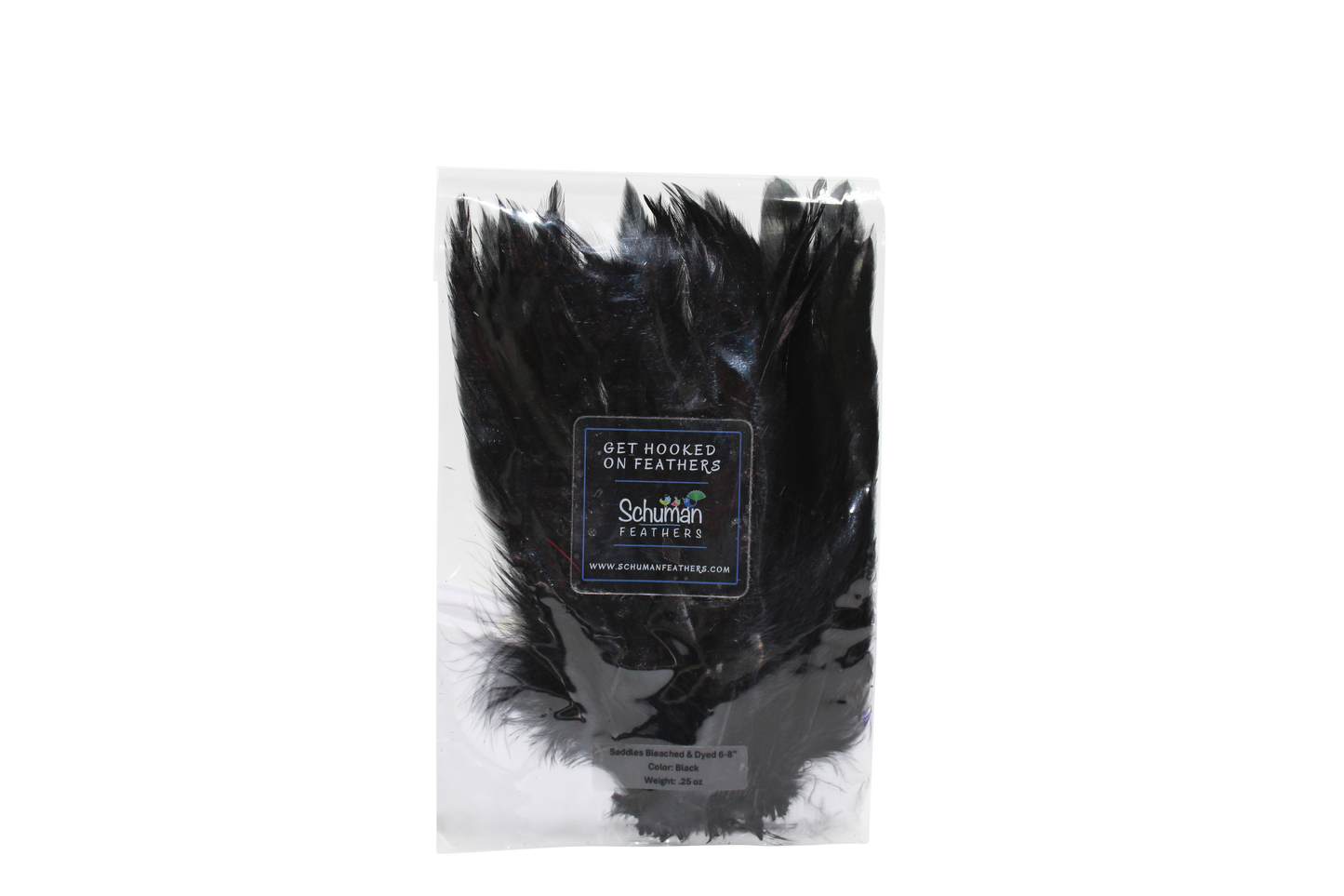 6-7" Rooster Saddles Bleached & Dyed H80 Black