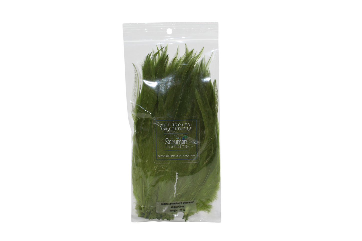 6-7" Rooster Saddles Bleached & Dyed H1 Olive