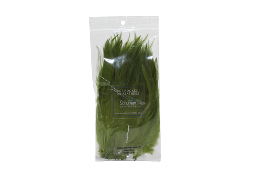 6-7" Rooster Saddles Bleached & Dyed H1 Olive