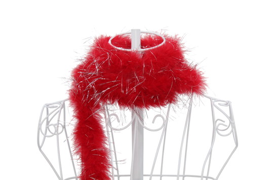 Feather Boa Marabou with Silver Lurex H72 Red