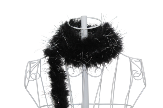 Feather Boa Marabou with Silver Lurex H80 Black