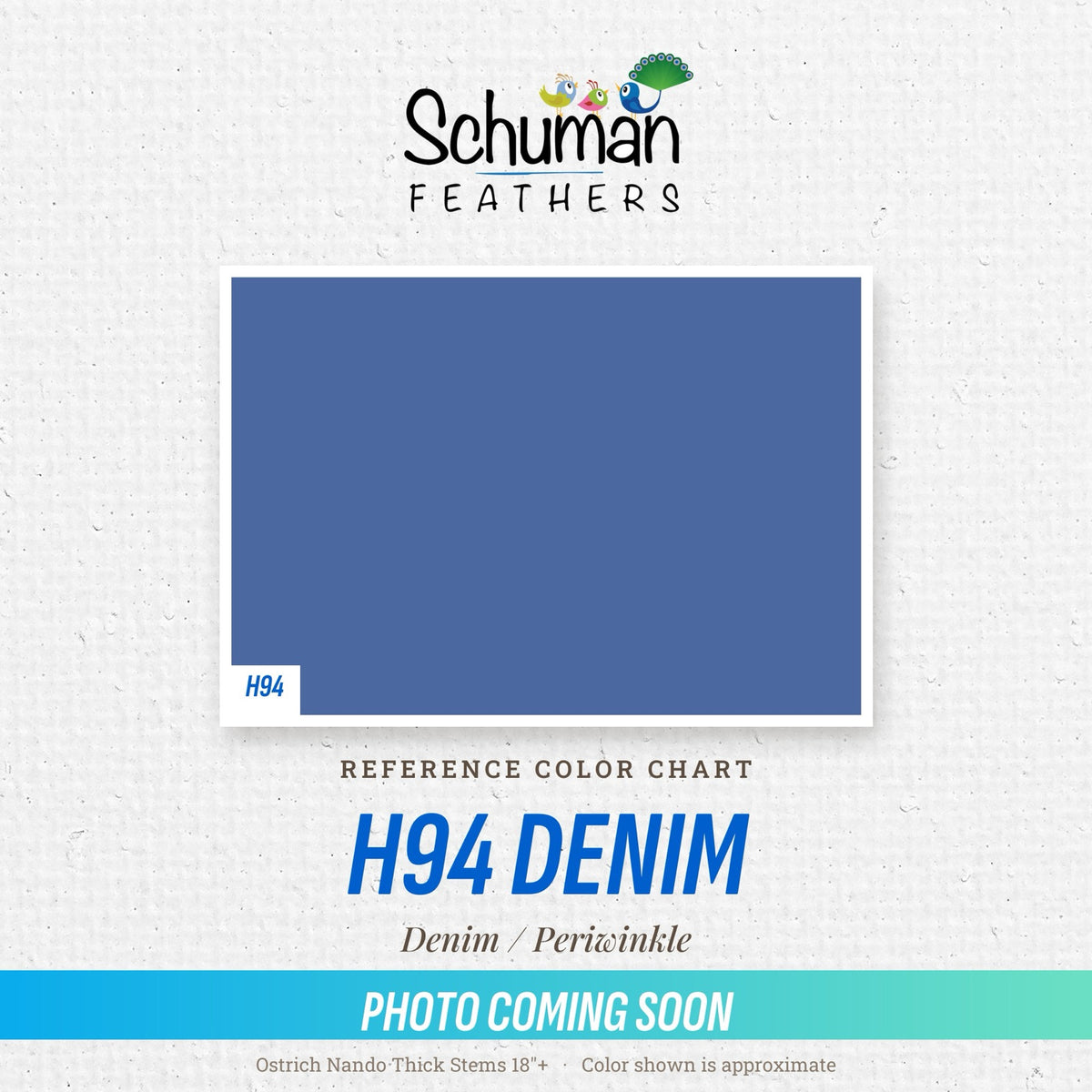 Ostrich Nando Thick Stems 18"+ H94 Denim - reference color chart, photo coming soon