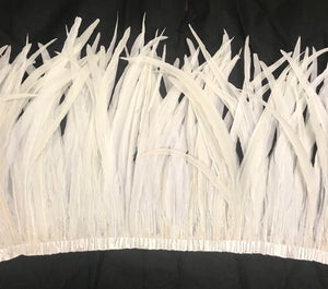 Rooster Cocktail Feathers, Snow White, 10-12 inches, by the Yard